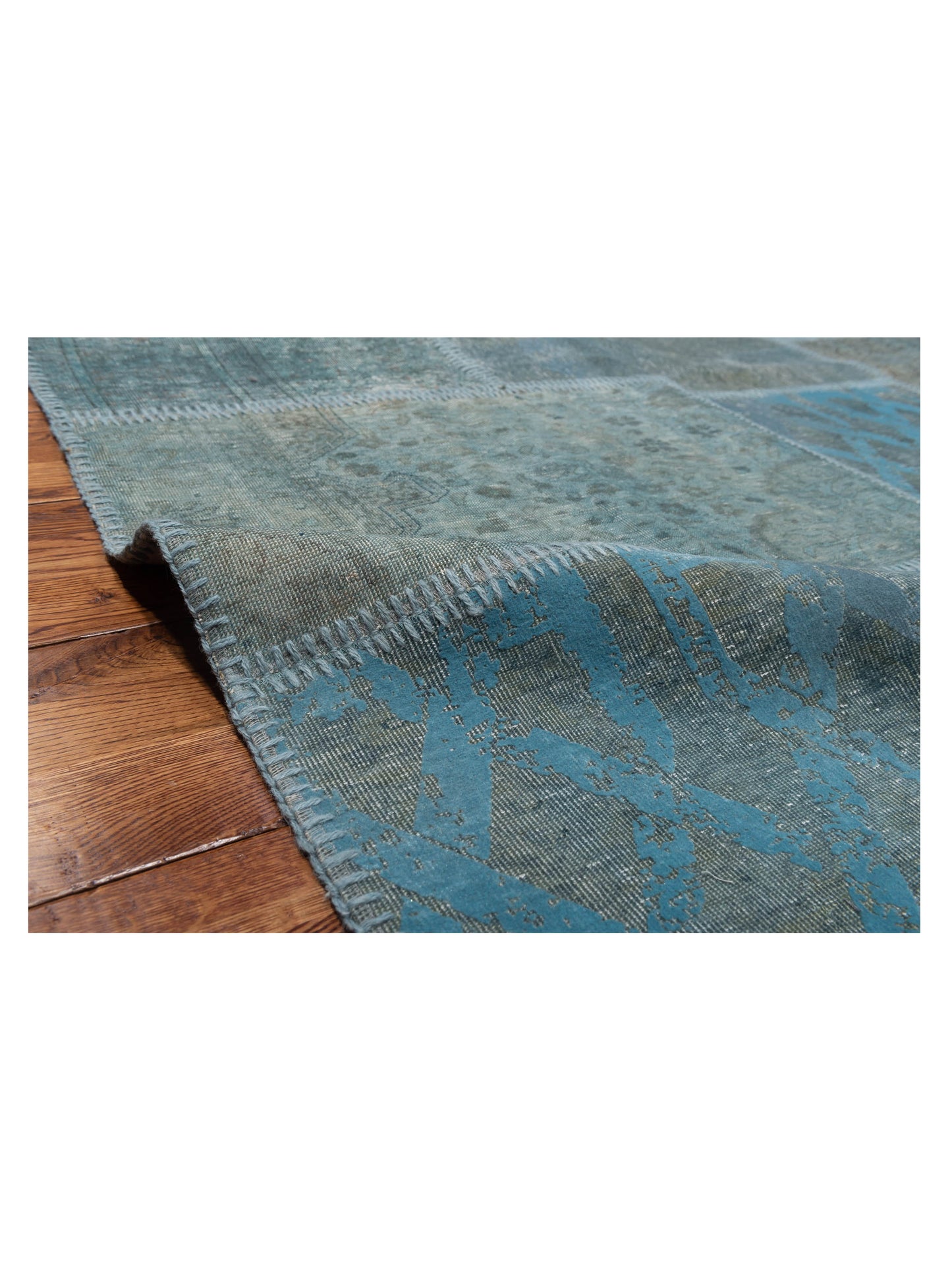 Patchwork Blue 6.7x9.10 Hand Knotted Rug