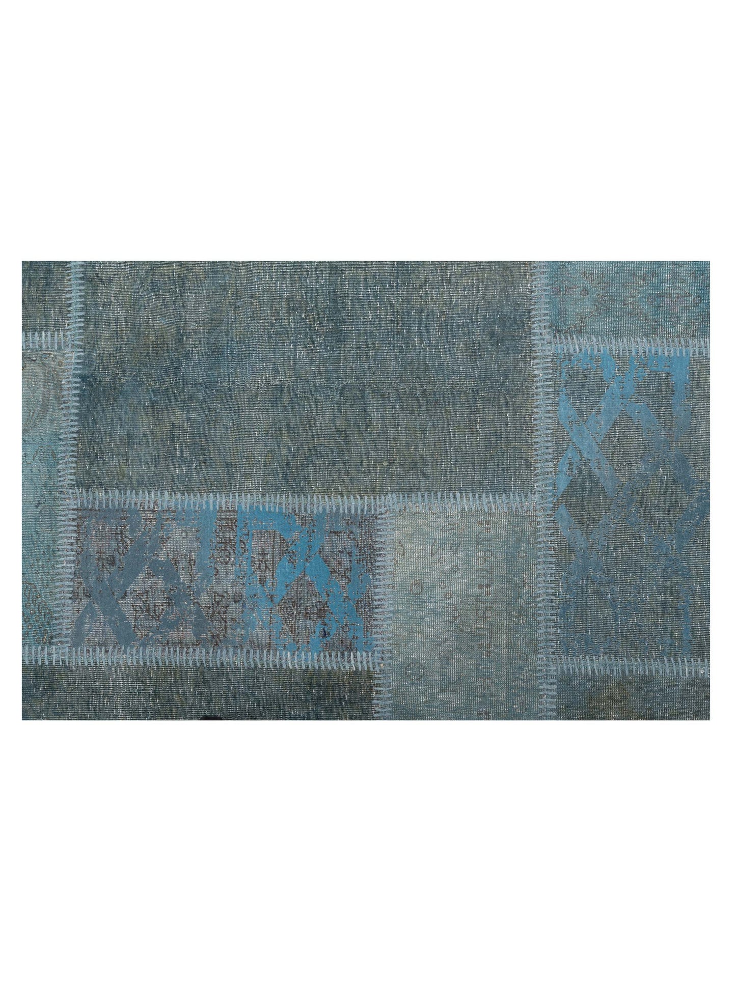 Patchwork Blue 6.7x9.10 Hand Knotted Rug
