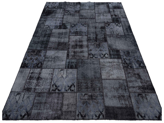 Patchwork Black 9.1x12 Hand Knotted Rug