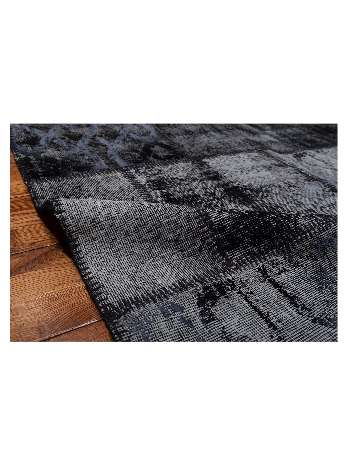 Patchwork Black 9.1x12 Hand Knotted Rug