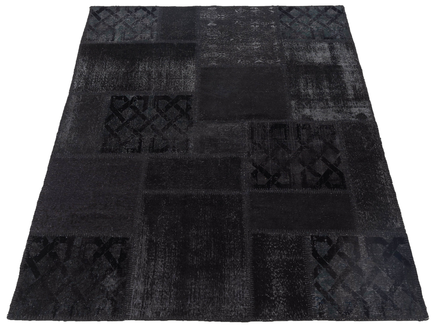Patchwork Black 5.7x7.11 Hand Knotted Rug