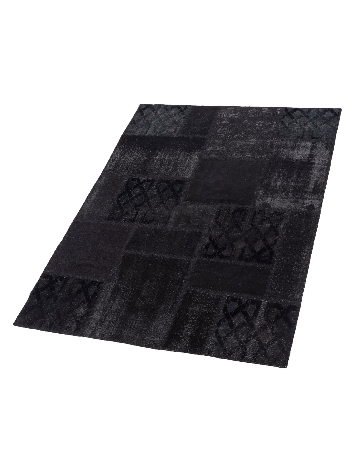 Patchwork Black 5.7x7.11 Hand Knotted Rug