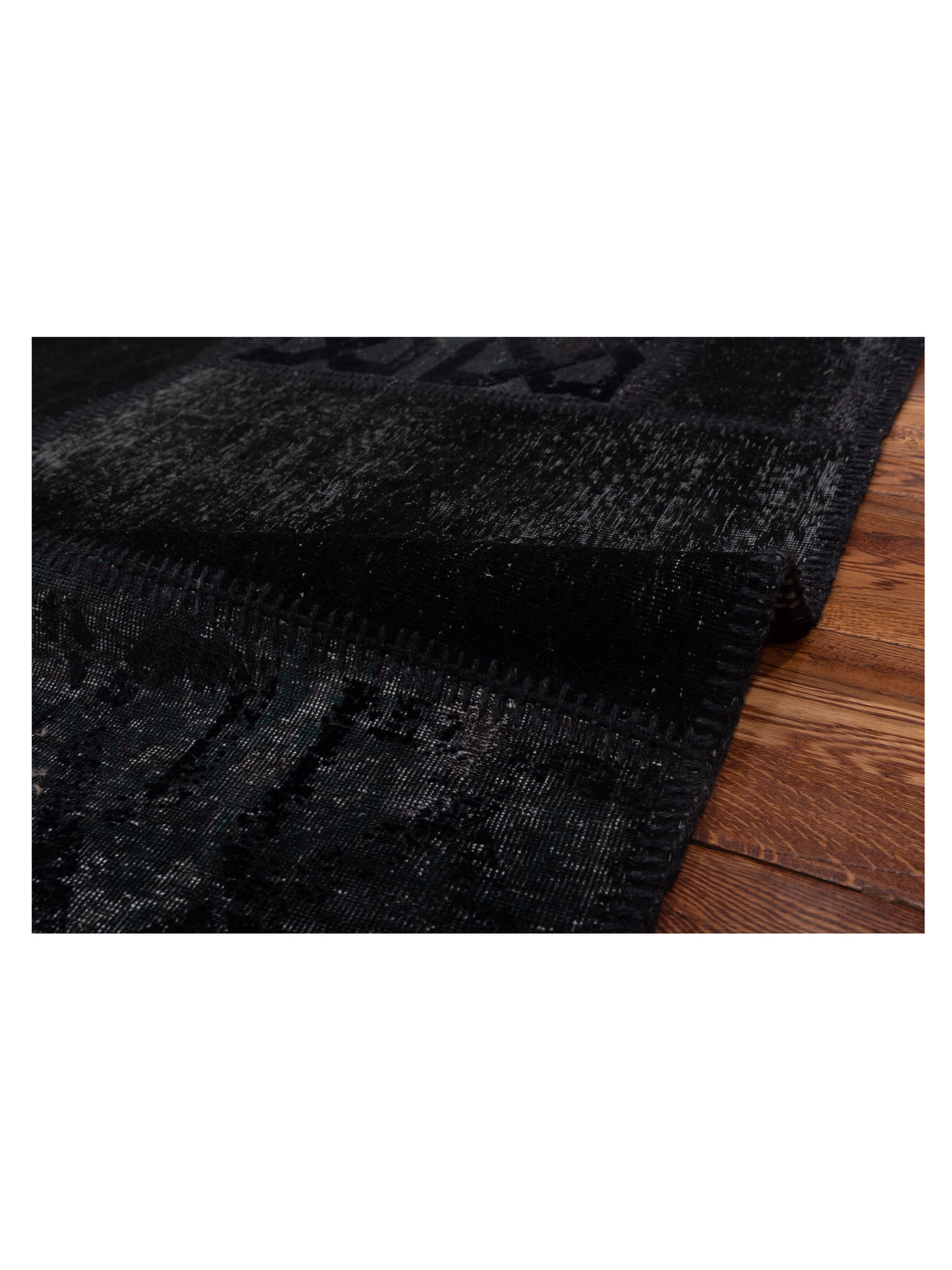 Patchwork Black 5.7x7.11 Hand Knotted Rug