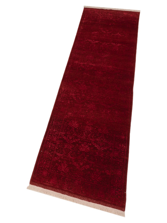 Defnera Red Red 2.9x9.9 Hand Knotted Rug