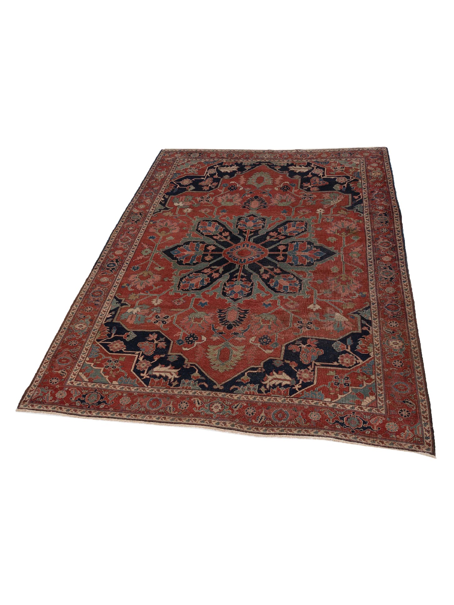 Persian Antique Red Navy 9.3x12.5 Hand Knotted Rugs