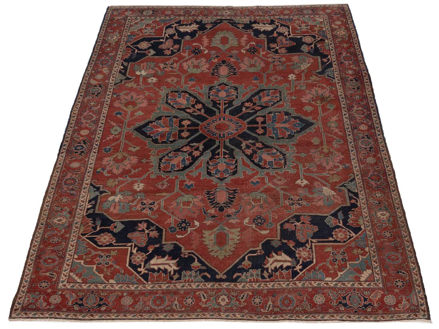 Persian Antique Red Navy 9.3x12.5 Hand Knotted Rugs