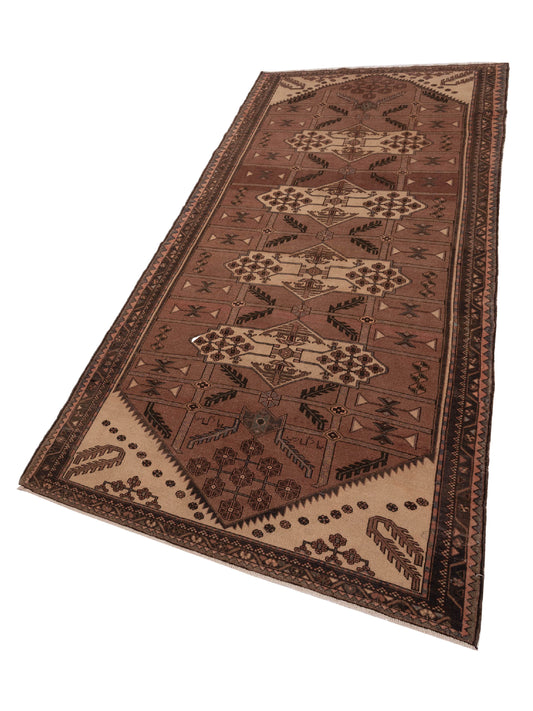 Antiqua Heirloom Brown Brown 5x12 Hand Knotted Rug