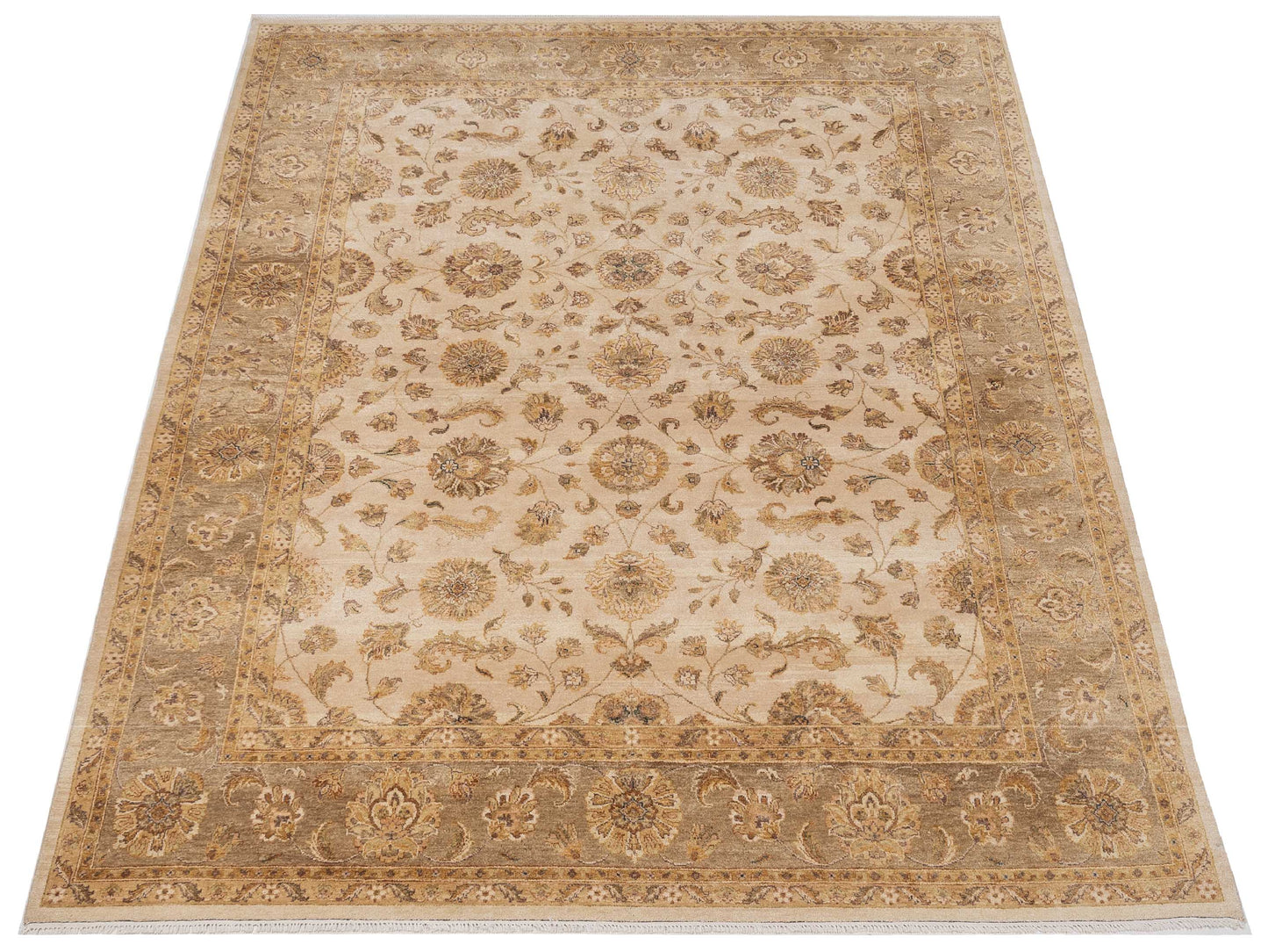 Zardun Ivory Brown 8.10x11.10 Hand Knotted Rug