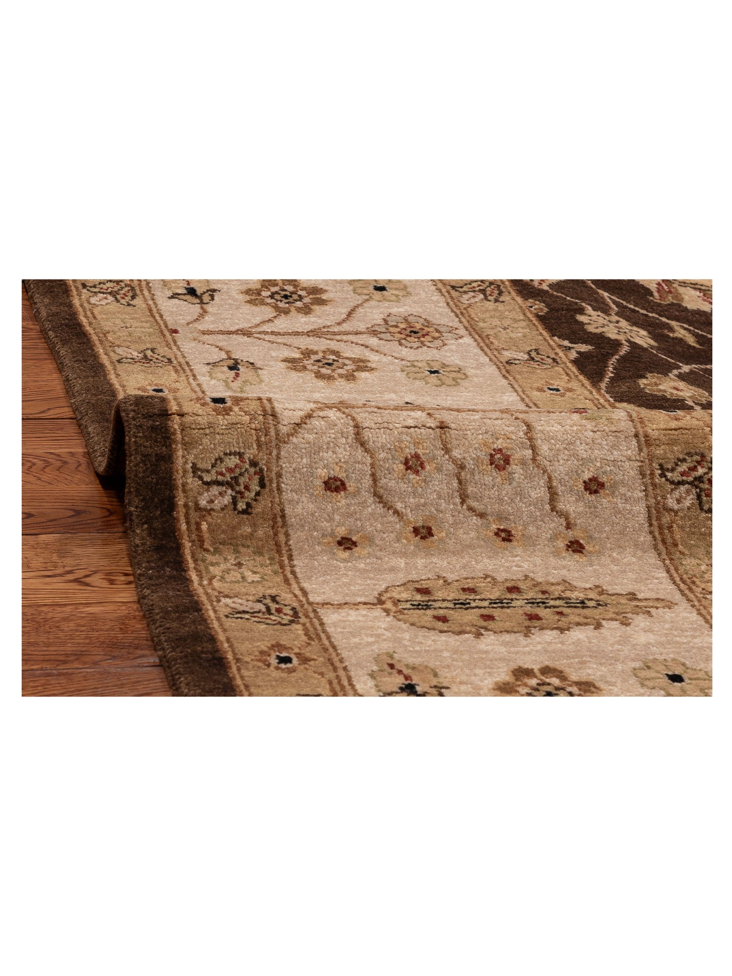 Zardun Brown Ivory 7.11x9.10 Hand Knotted Rug
