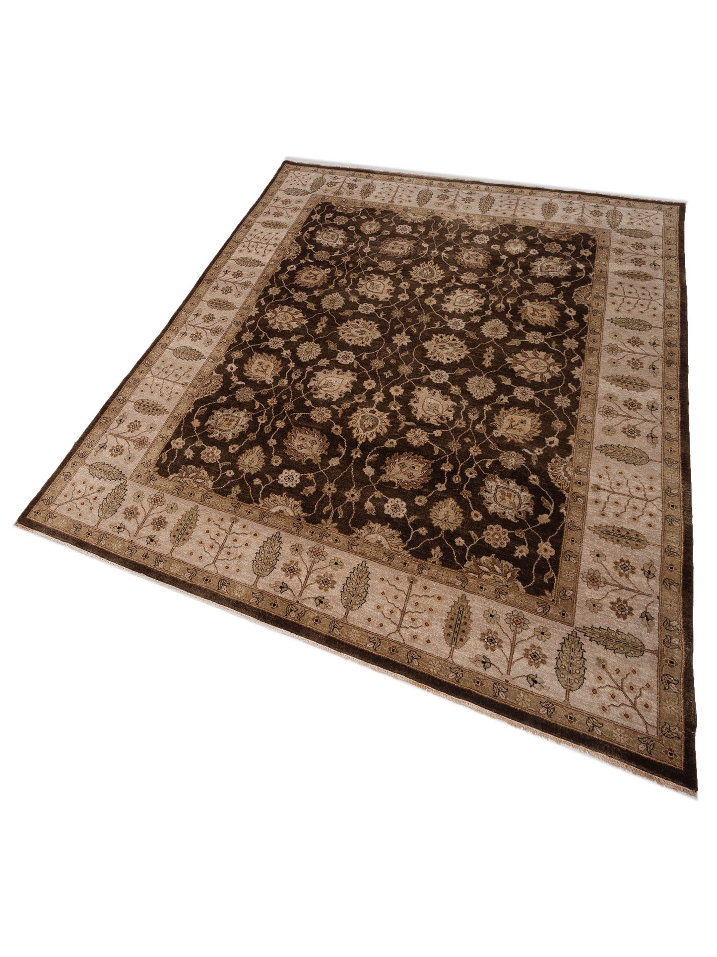 Zardun Brown Ivory 7.11x9.10 Hand Knotted Rug