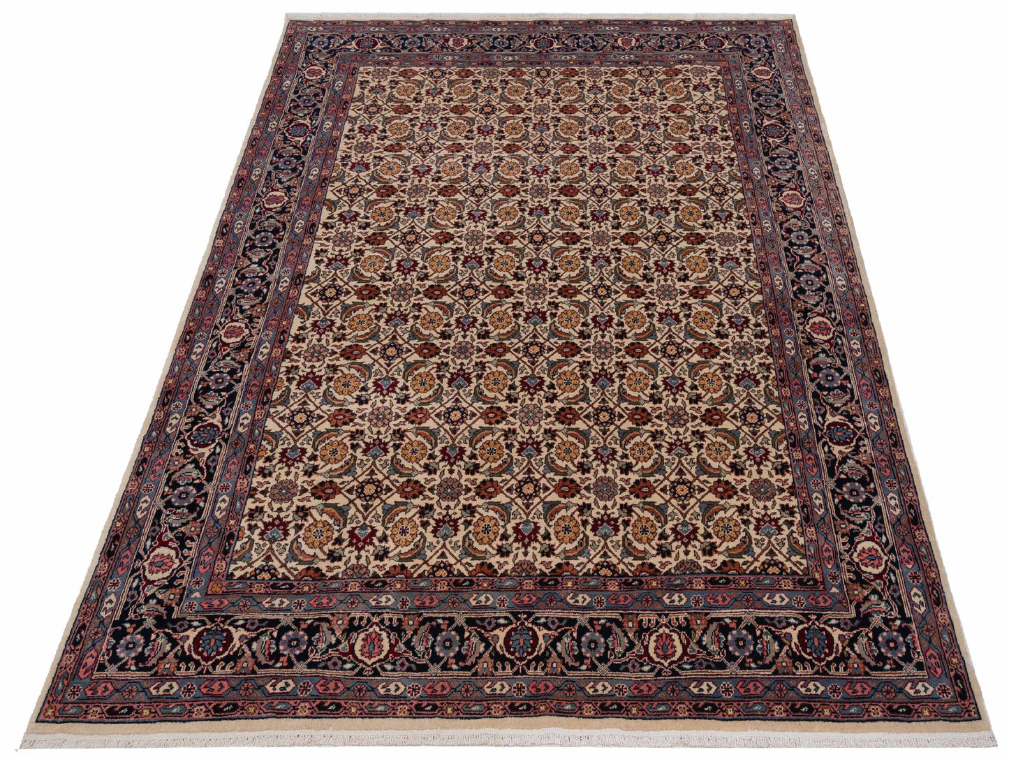 Ladira Ivory Navy 8.1x10.3 Hand Knotted Rug