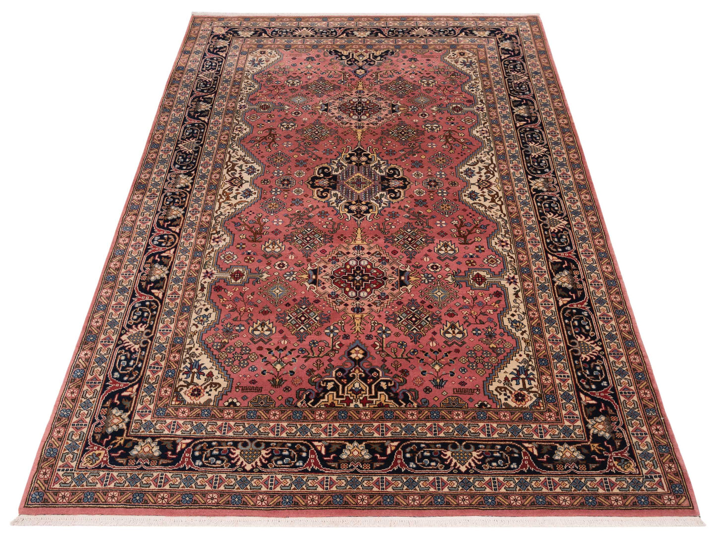 Ladira Pink Navy 6.7x10.1 Hand Knotted Rug