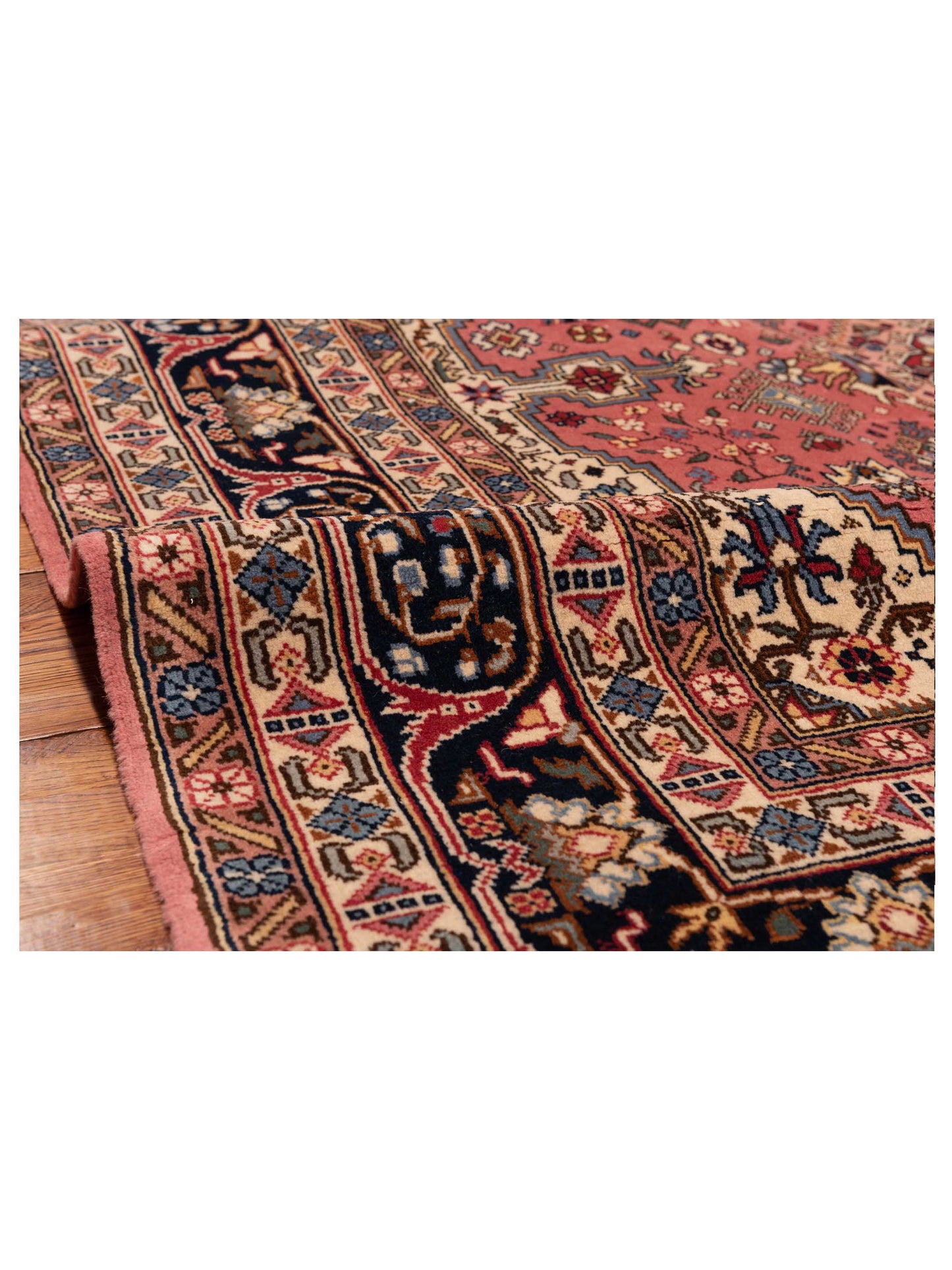 Ladira Pink Navy 6.7x10.1 Hand Knotted Rug