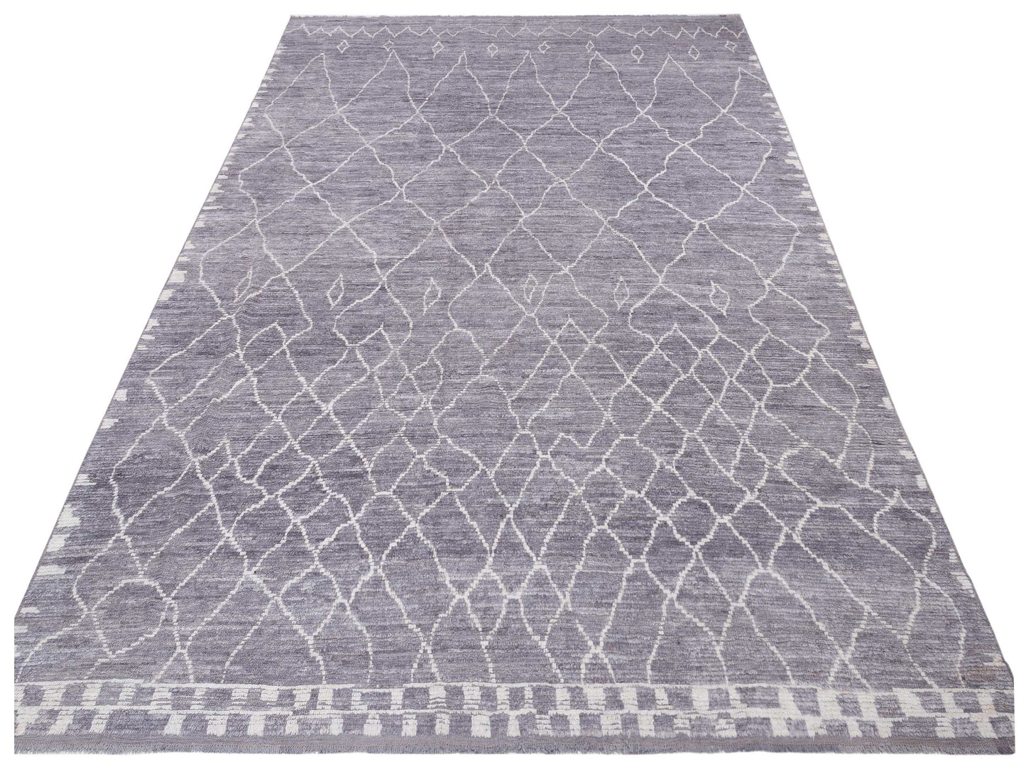 Baskra Dark Gray Ivory 10.3x14 Hand Knotted Rug