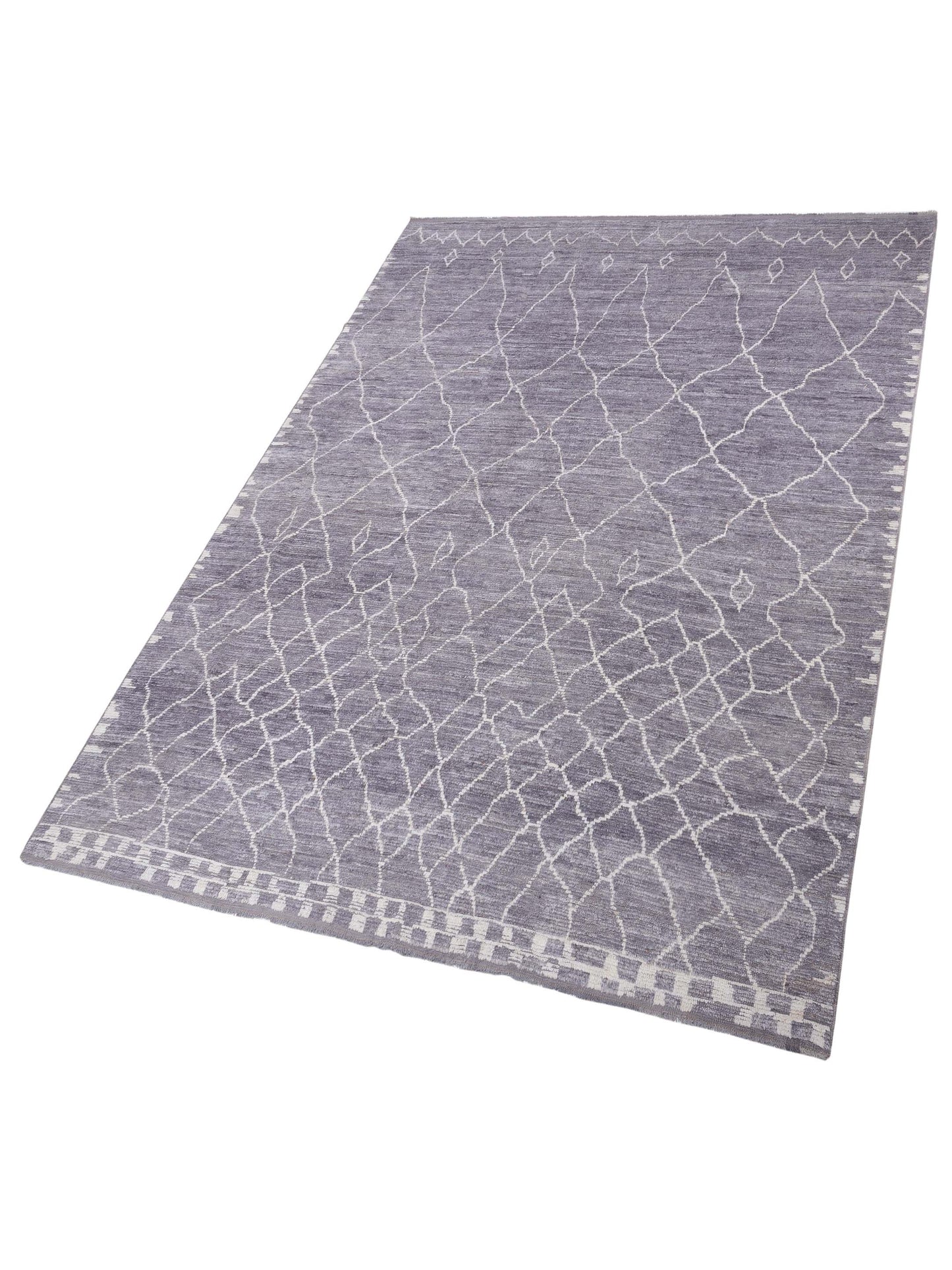 Baskra Dark Gray Ivory 10.3x14 Hand Knotted Rug