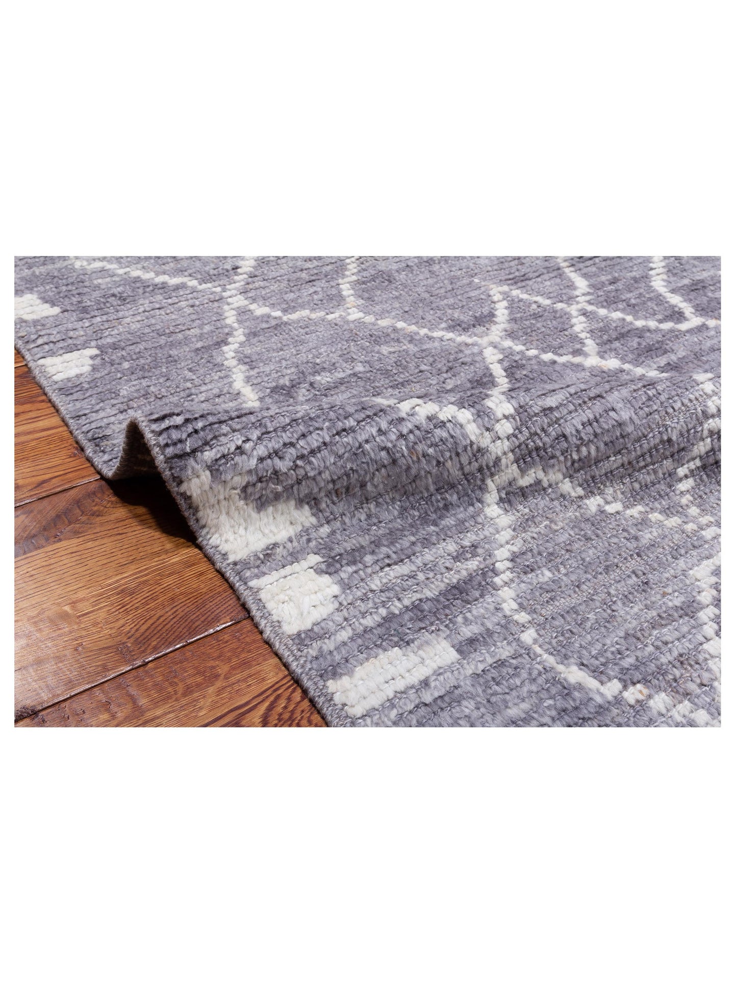 Baskra Dark Gray Ivory 10.3x14 Hand Knotted Rug