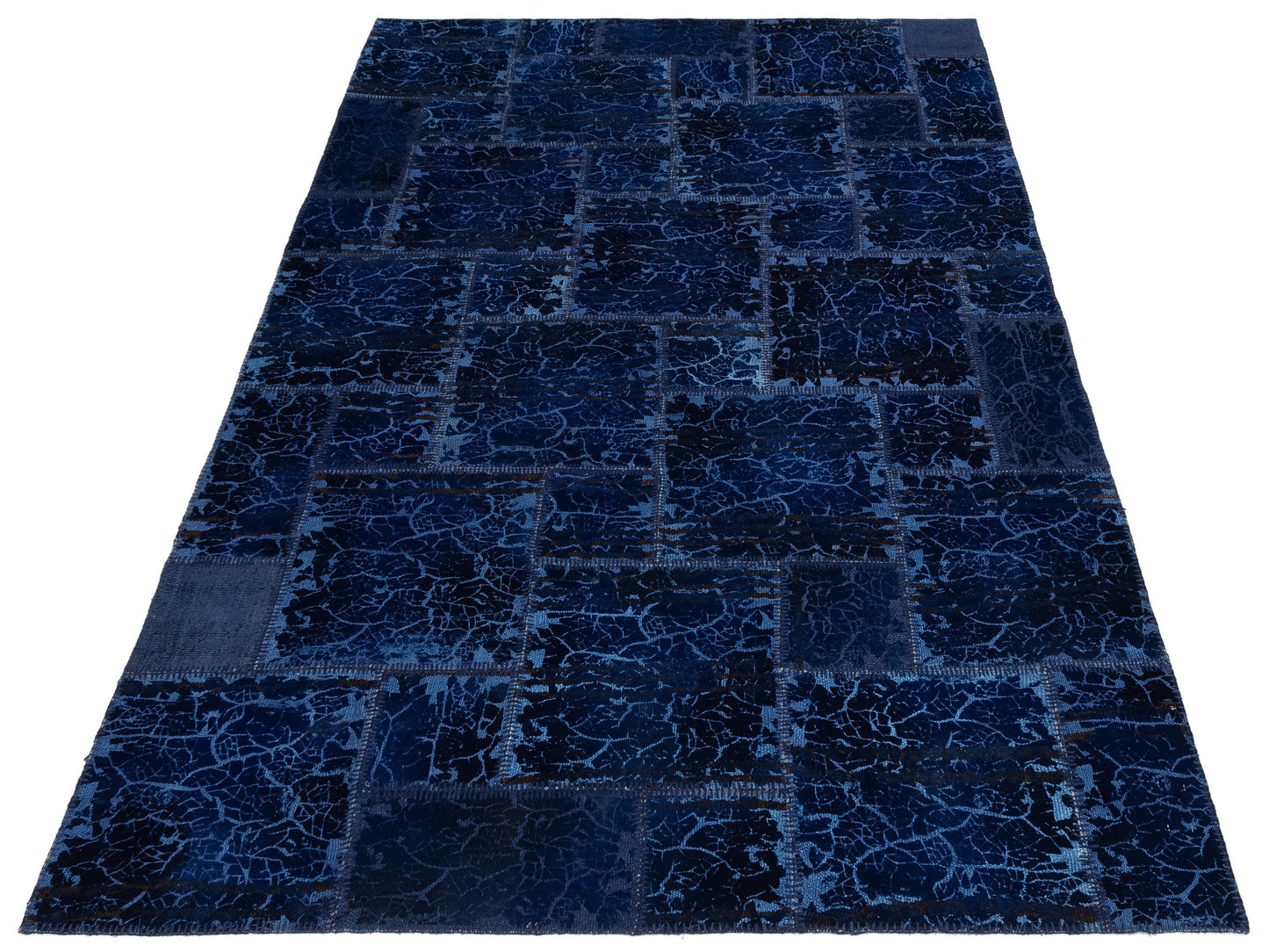 Patchwork Navy Navy 6.6x9.9 Hand Knotted Rug