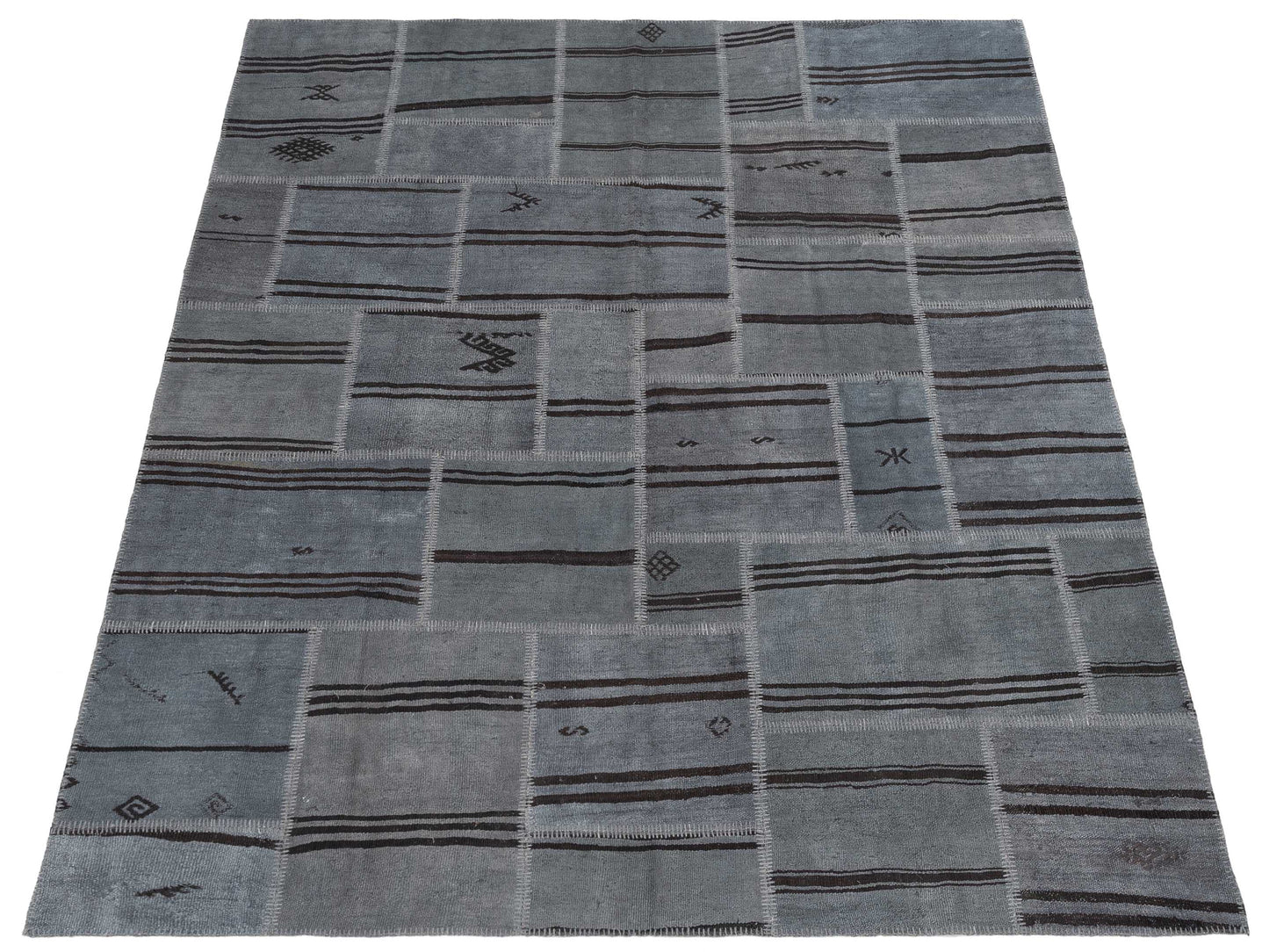 Patchwork Gray Gray 8.3x9.10 Hand Knotted Rug
