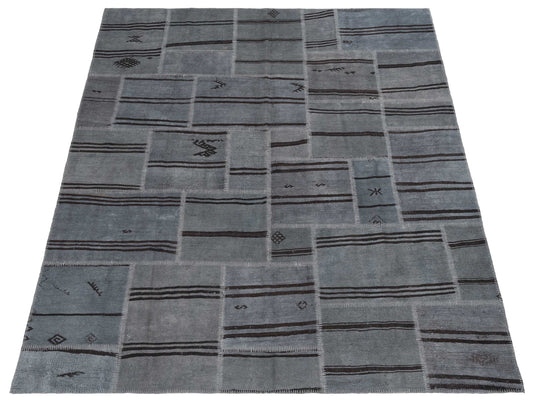 Patchwork Gray Gray 8.3x9.10 Hand Knotted Rug