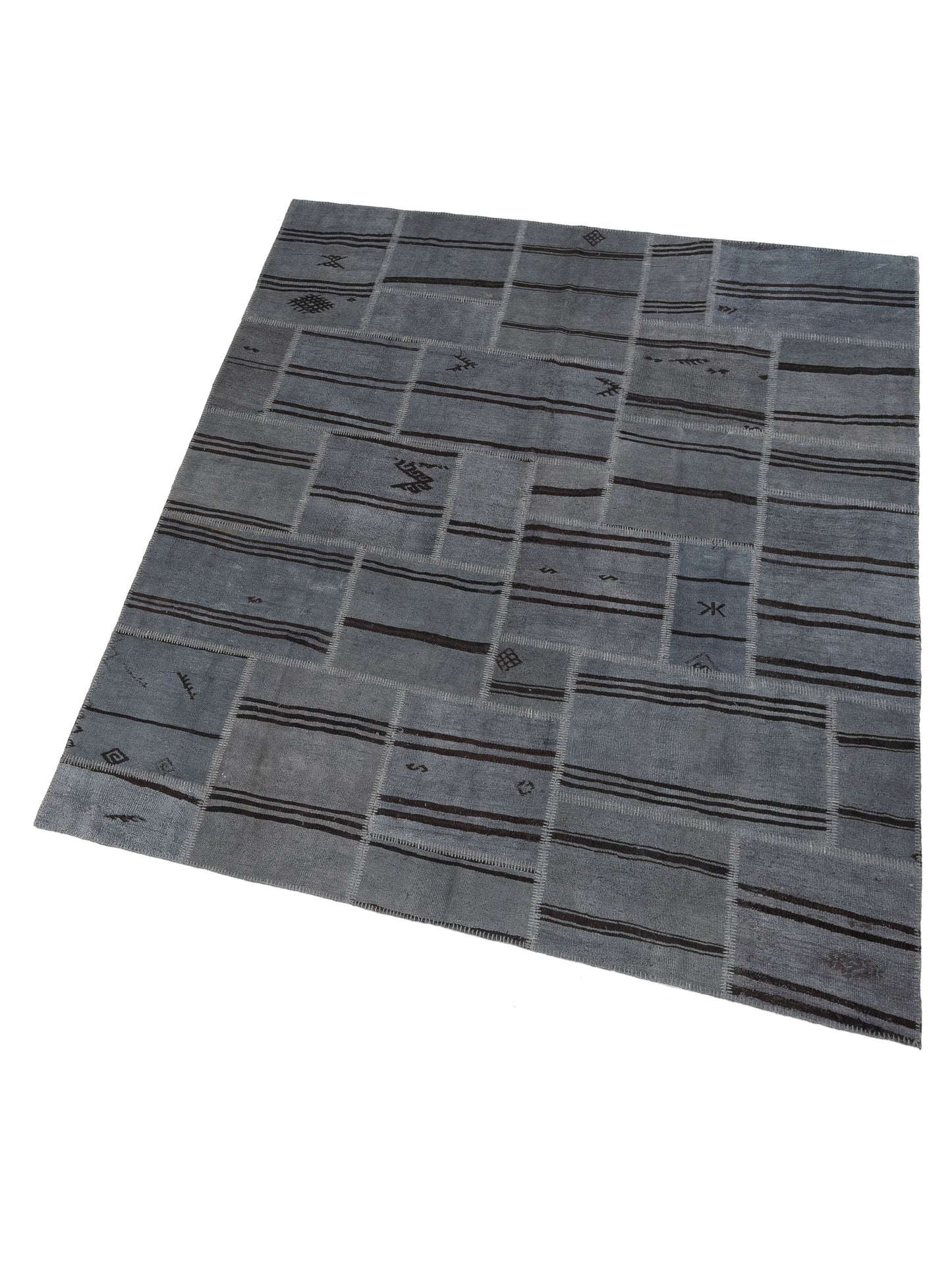 Patchwork Gray Gray 8.3x9.10 Hand Knotted Rug