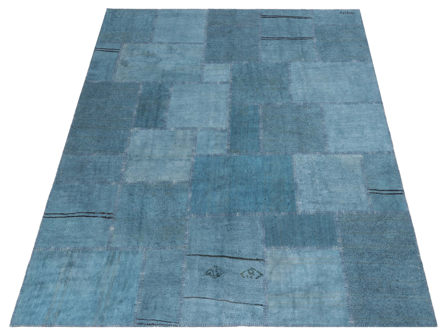 Patchwork Blue Blue 8.3x9.10 Hand Knotted Rug