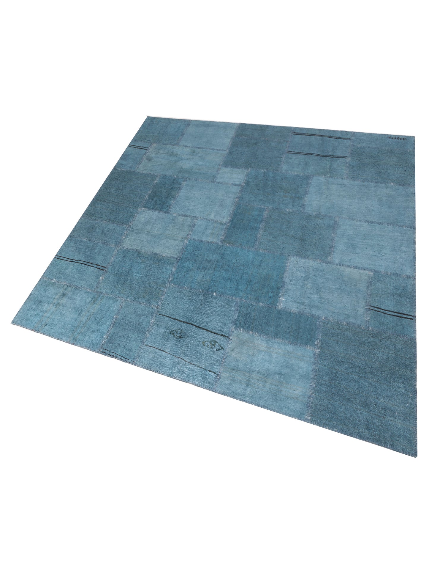 Patchwork Blue Blue 8.3x9.10 Hand Knotted Rug
