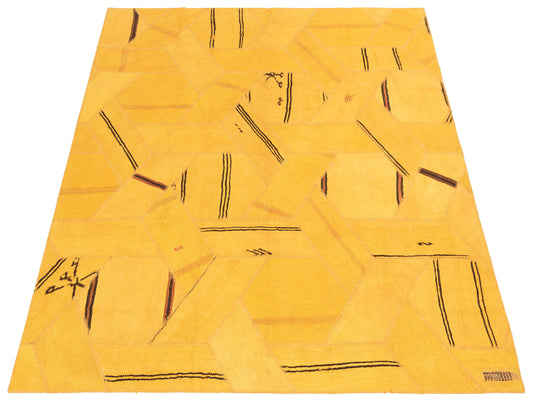 Patchwork Yellow Yellow 8.3x9.10 Hand Knotted Rug