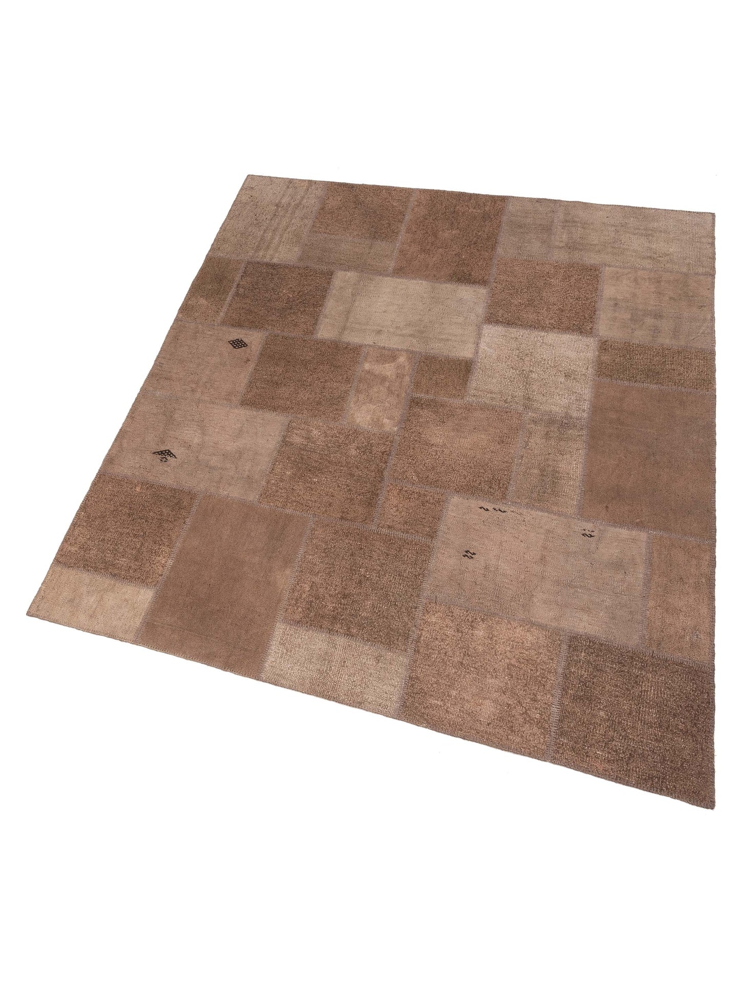 Patchwork Brown Brown 8.3x9.11 Hand Knotted Rug