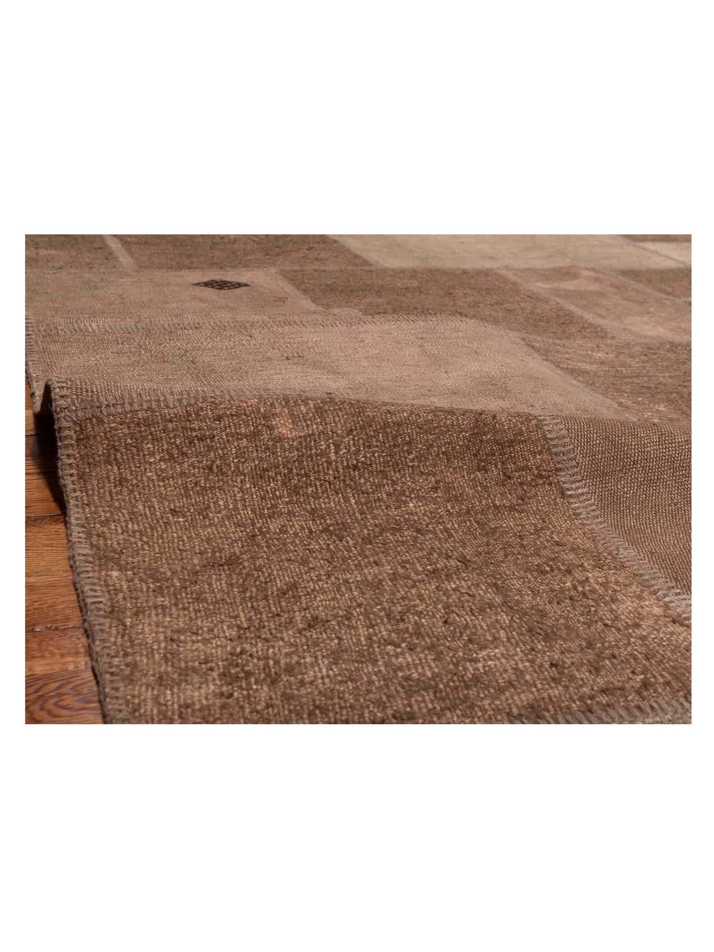 Patchwork Brown Brown 8.3x9.11 Hand Knotted Rug