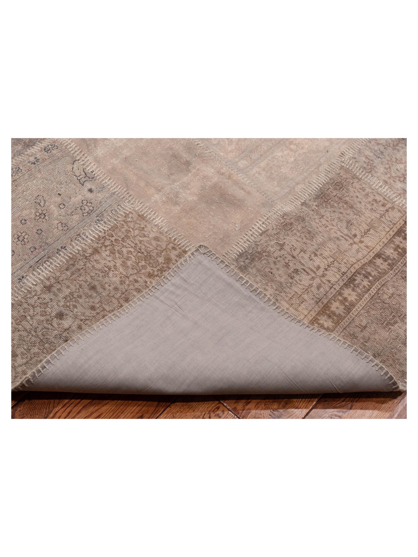 Patchwork Gray Gray 9x12 Hand Knotted Rug