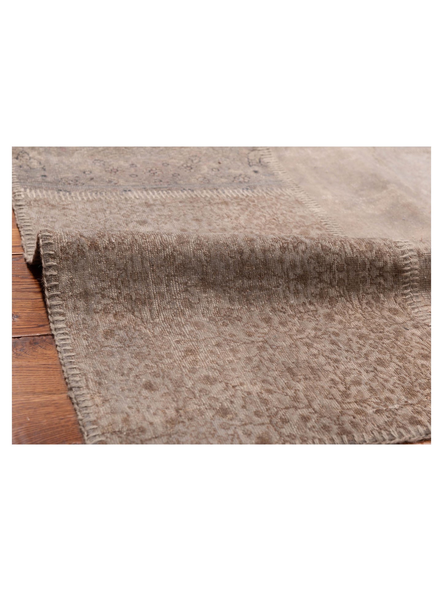 Patchwork Gray Gray 9x12 Hand Knotted Rug