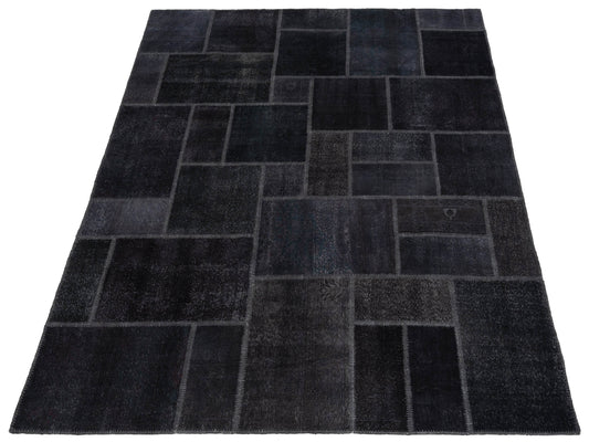 Patchwork Charcoal Charcoal 8.1x10 Hand Knotted Rug