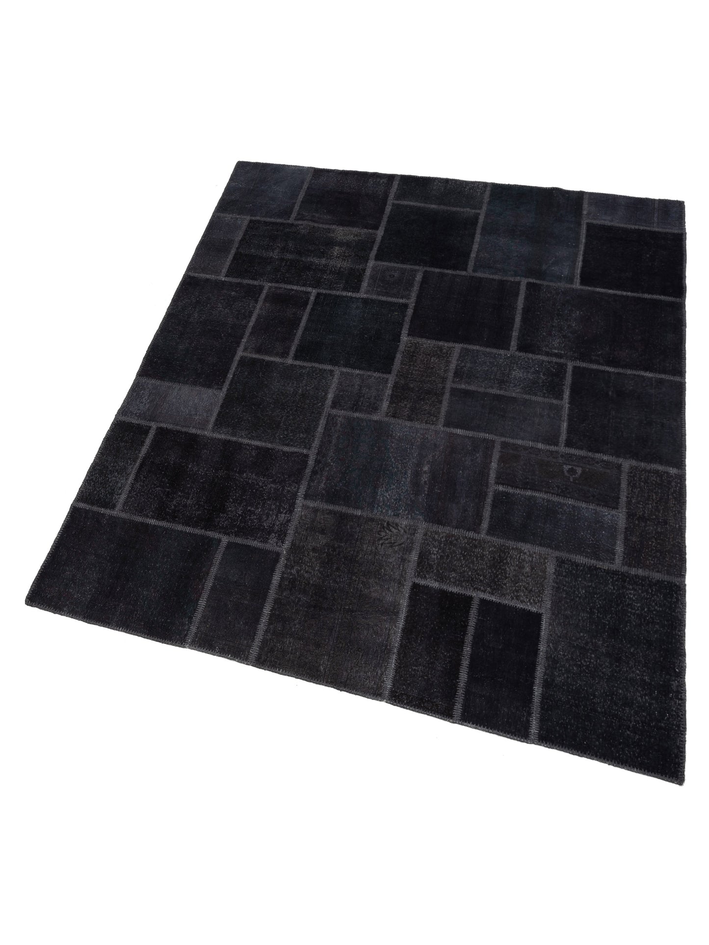 Patchwork Charcoal Charcoal 8.1x10 Hand Knotted Rug
