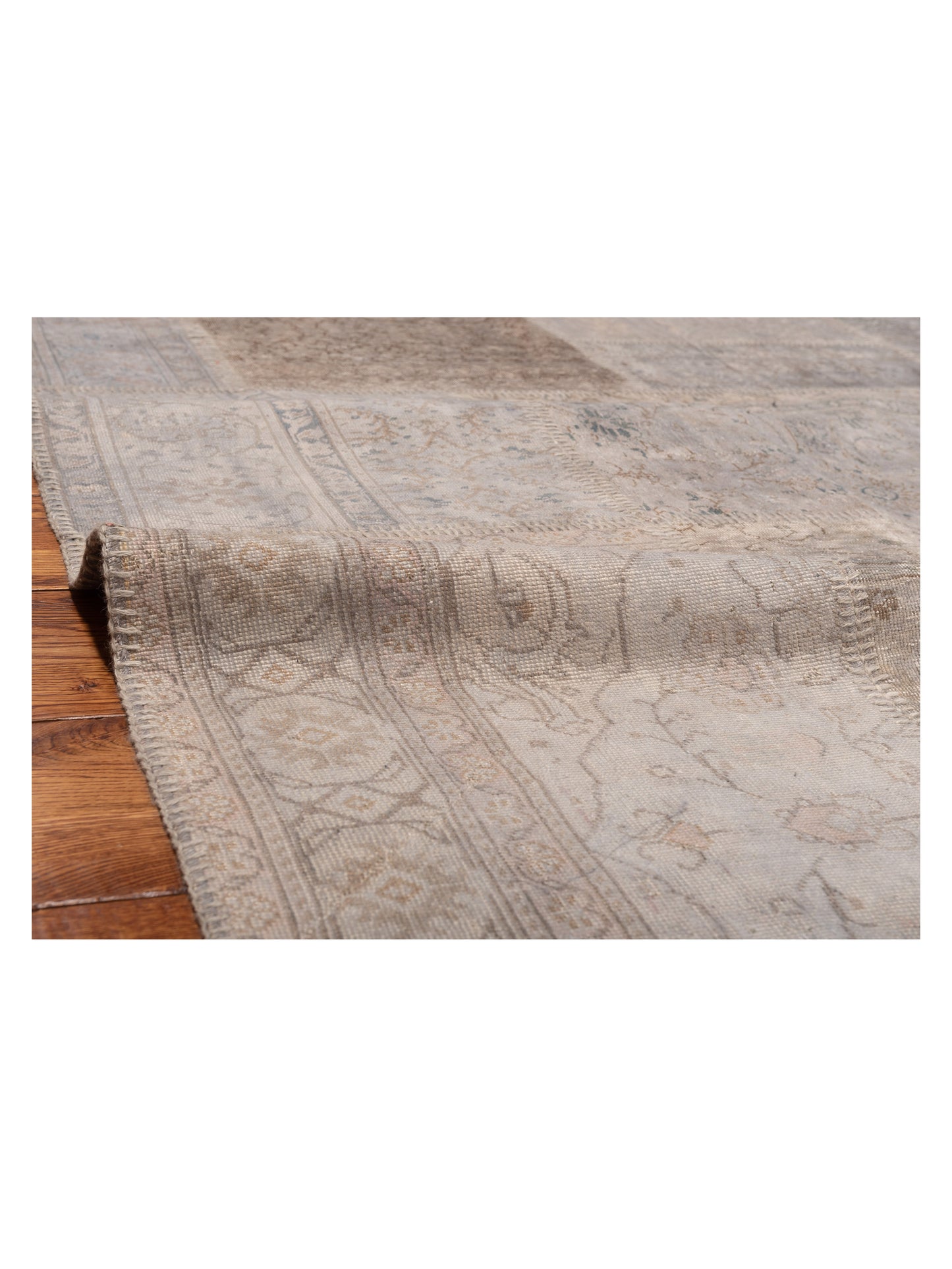 Patchwork Gray Gray 10x14 Hand Knotted Rug