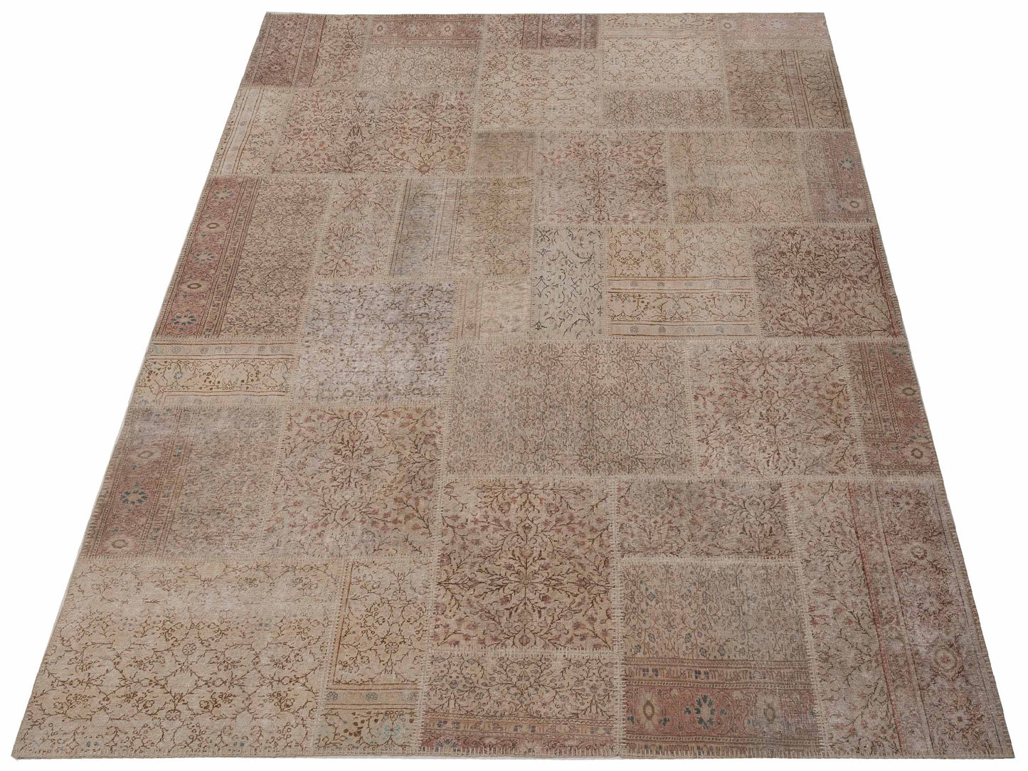 Patchwork Beige Beige 8.1x10 Hand Knotted Rug