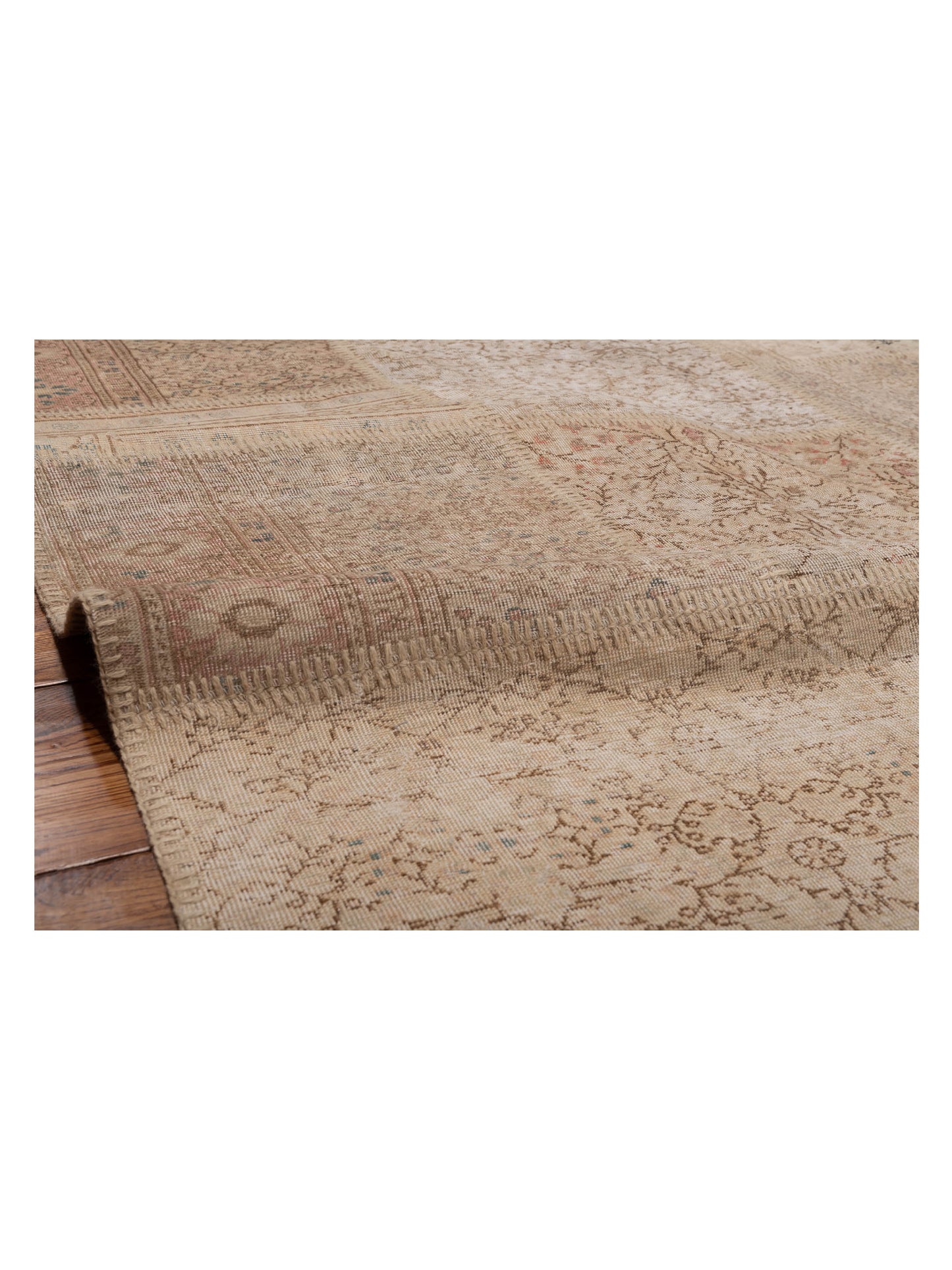 Patchwork Beige Beige 8.1x10 Hand Knotted Rug