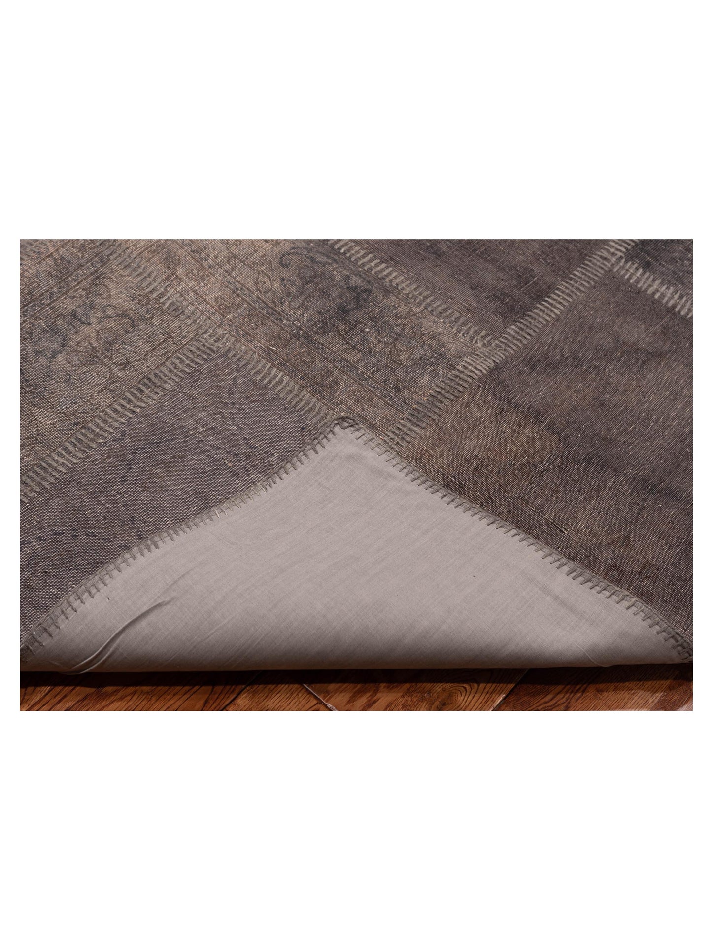 Patchwork Gray Gray 9x12 Hand Knotted Rug