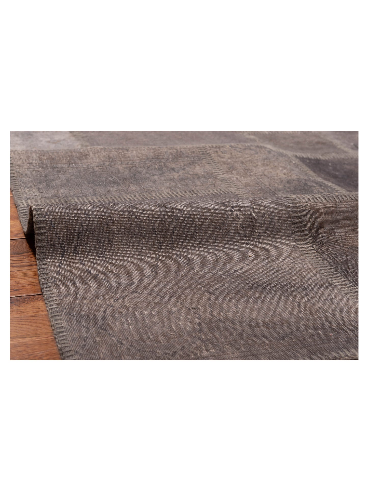 Patchwork Gray Gray 9x12 Hand Knotted Rug