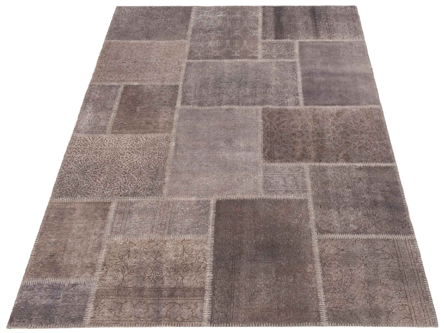 Patchwork Gray Gray 6.1x9.1 Hand Knotted Rug