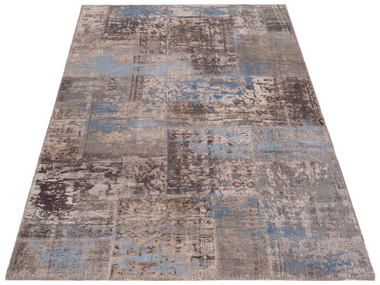 Patchwork Gray Gray 5.7x7.10 Hand Knotted Rug