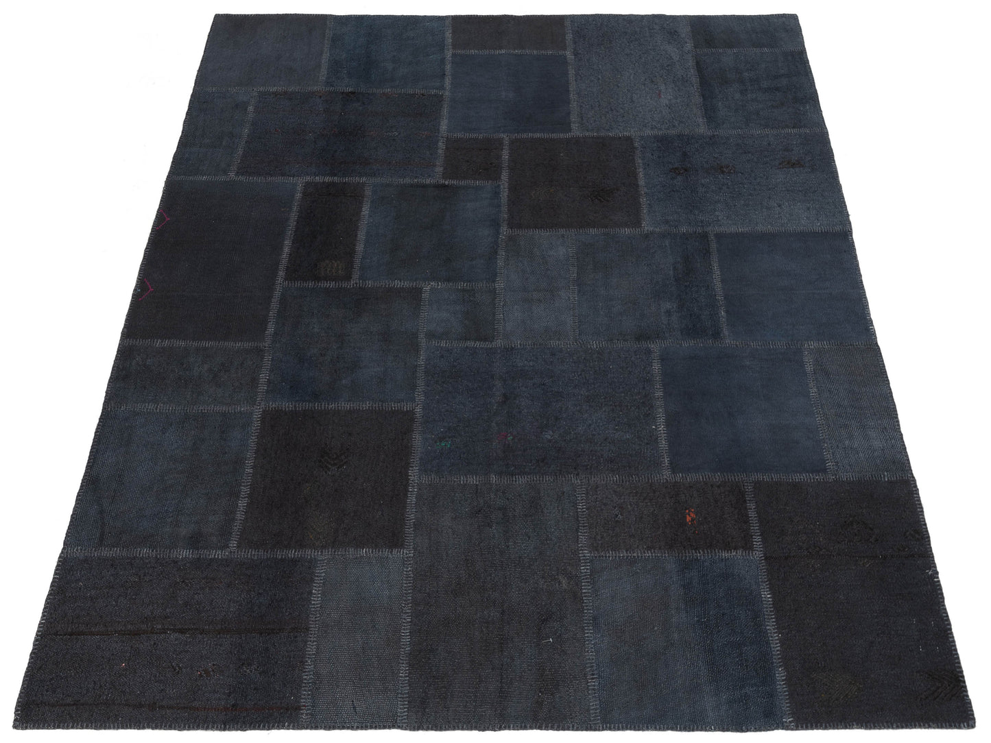 Patchwork Black Black 8.3x9.10 Hand Knotted Rug