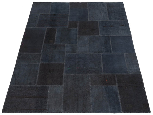 Patchwork Black Black 8.3x9.10 Hand Knotted Rug