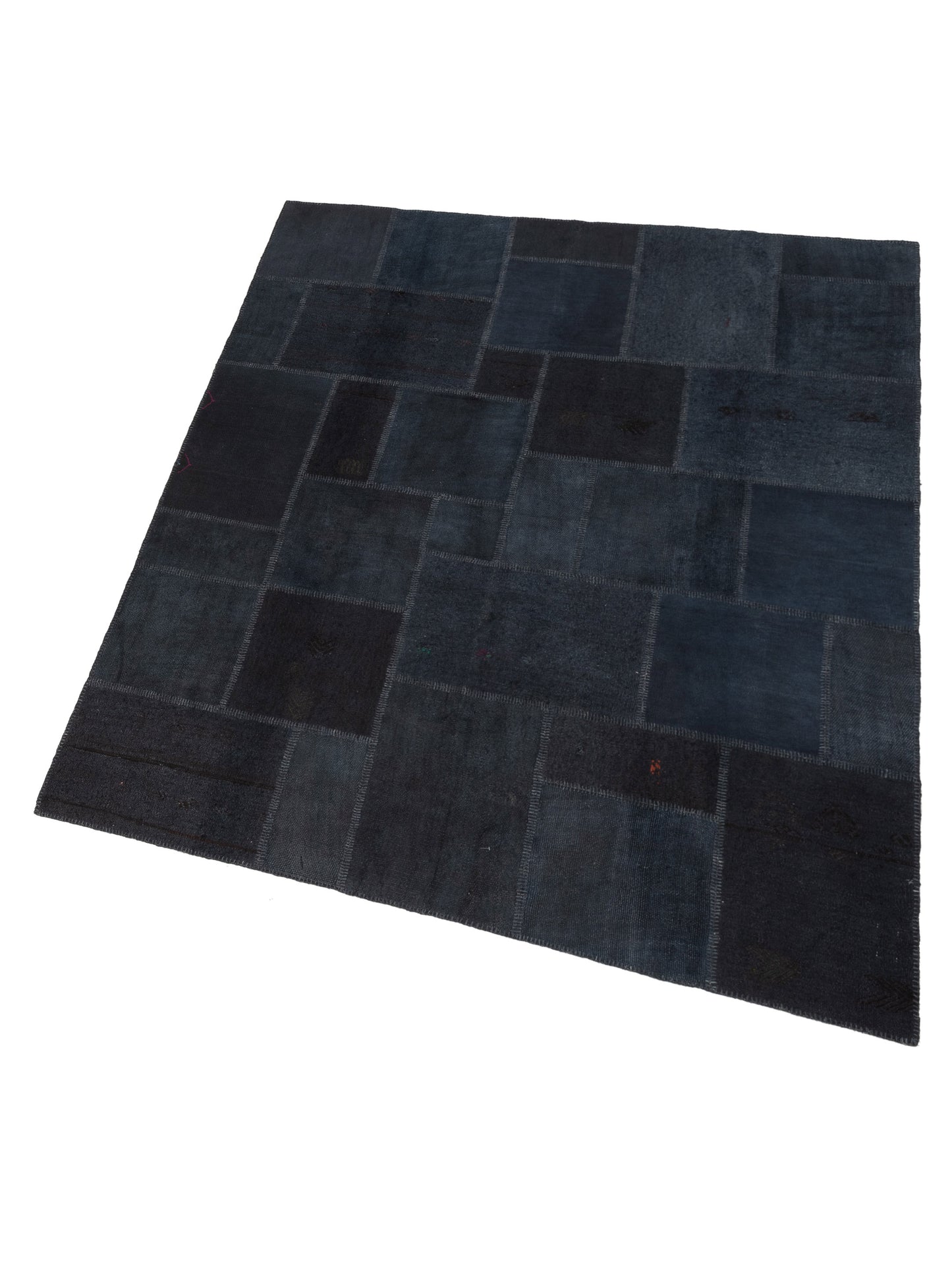Patchwork Black Black 8.3x9.10 Hand Knotted Rug