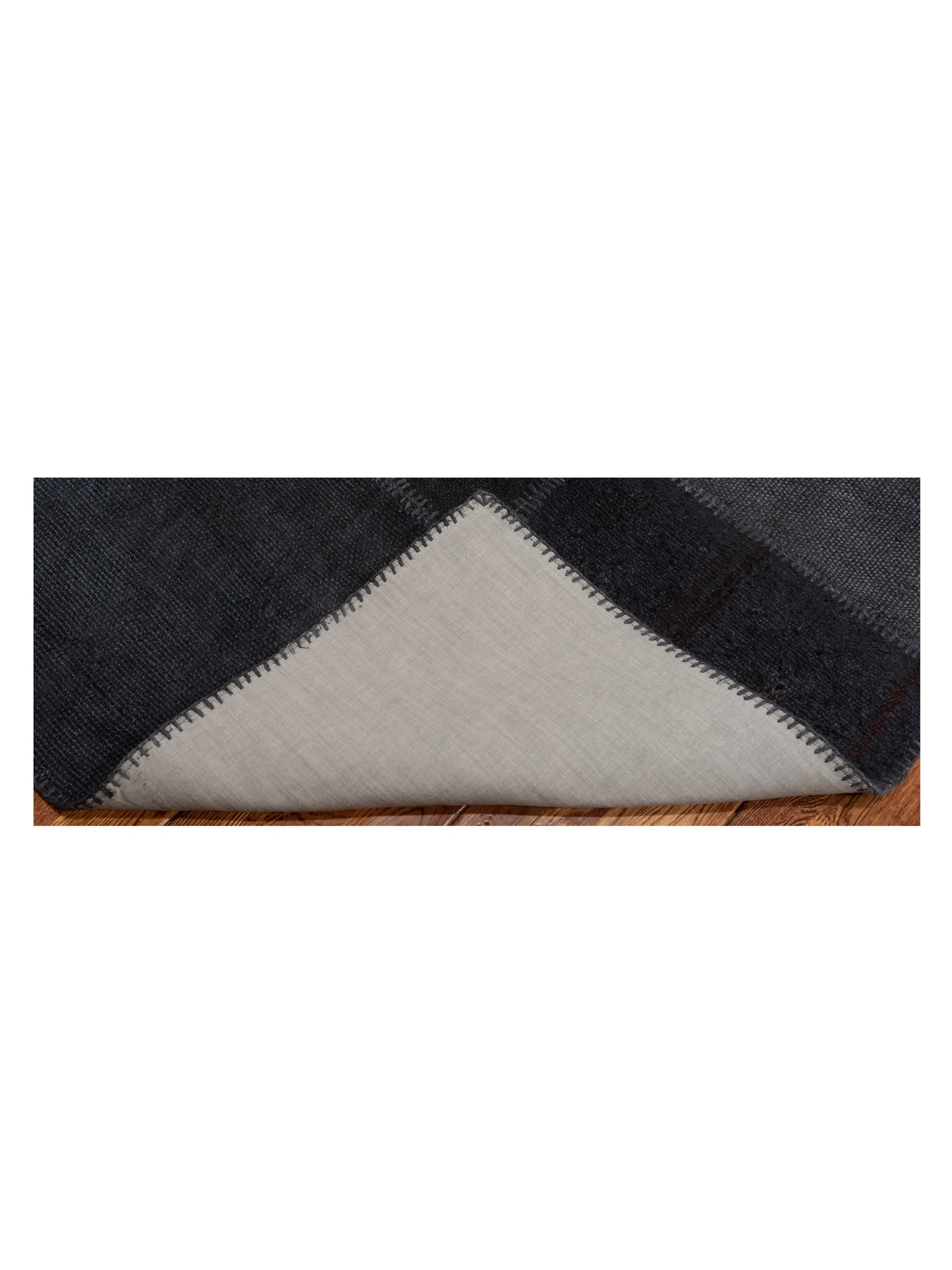 Patchwork Black Black 8.3x9.10 Hand Knotted Rug