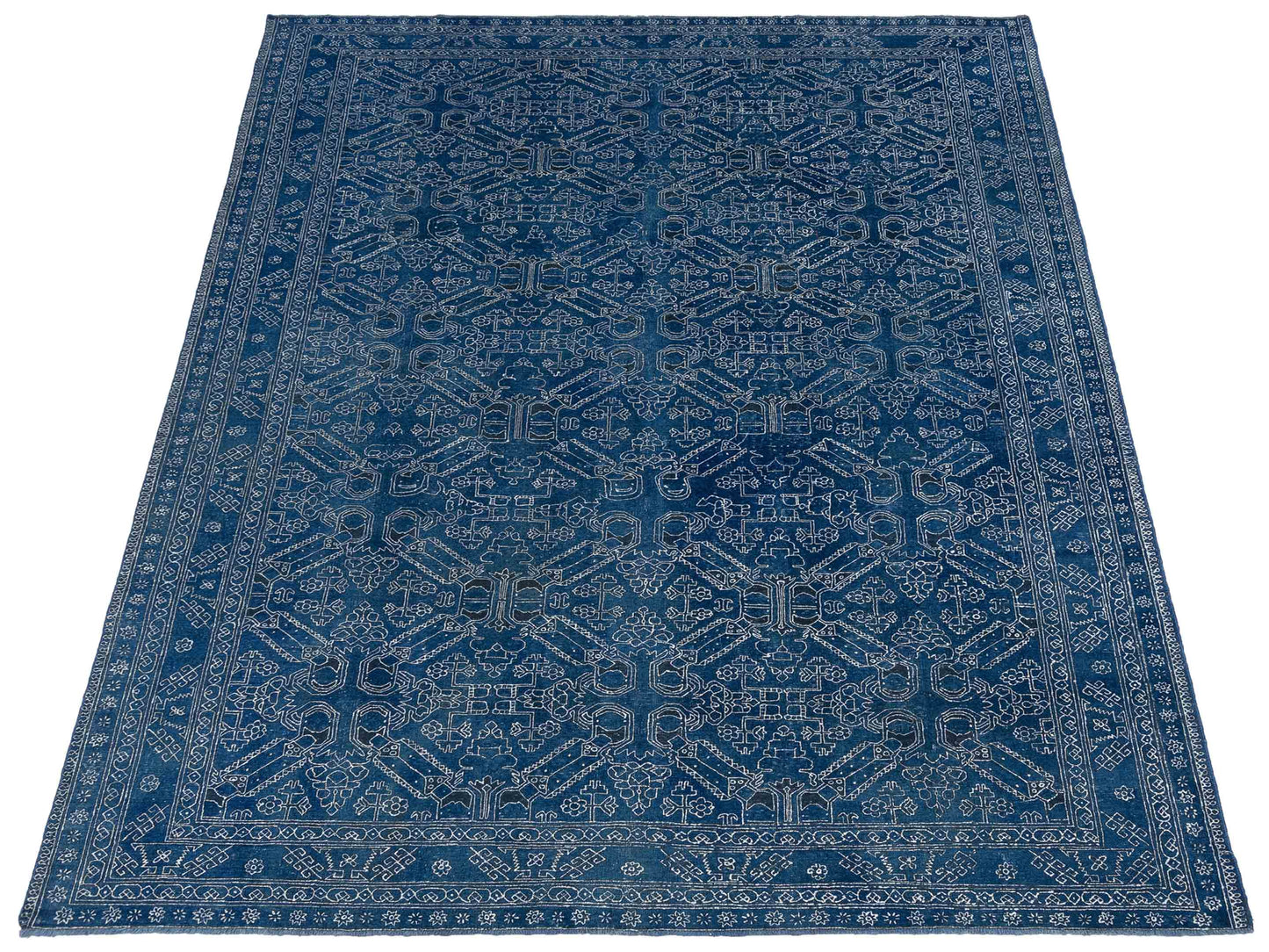 Vintage Blue Blue 7.9x10.11 Hand Knotted Rug