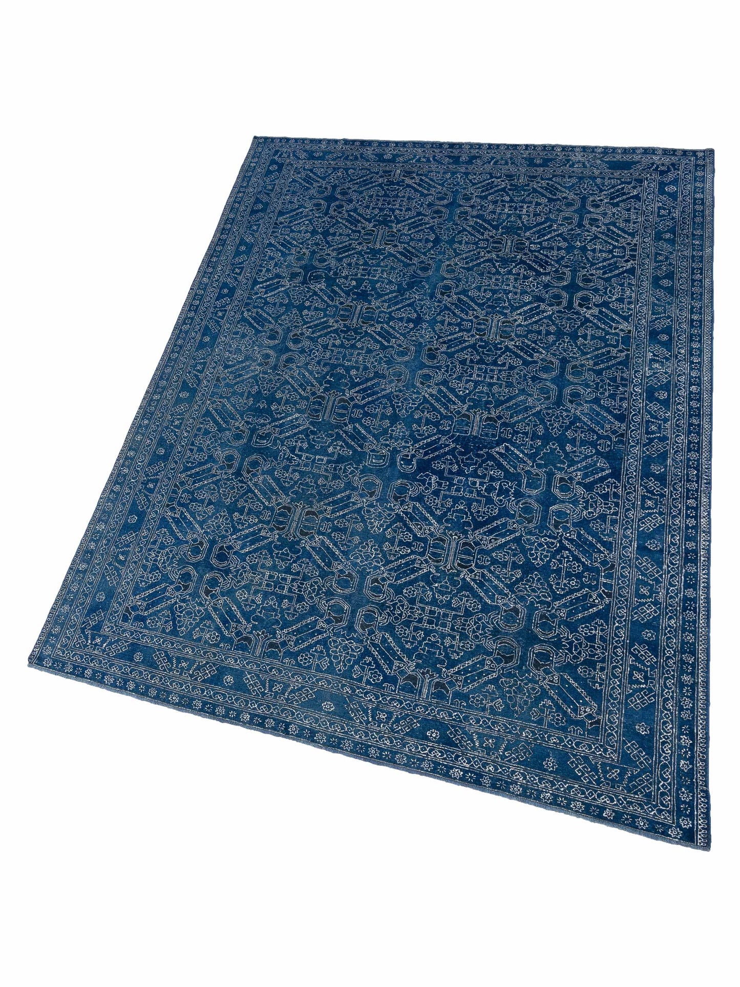 Vintage Blue Blue 7.9x10.11 Hand Knotted Rug
