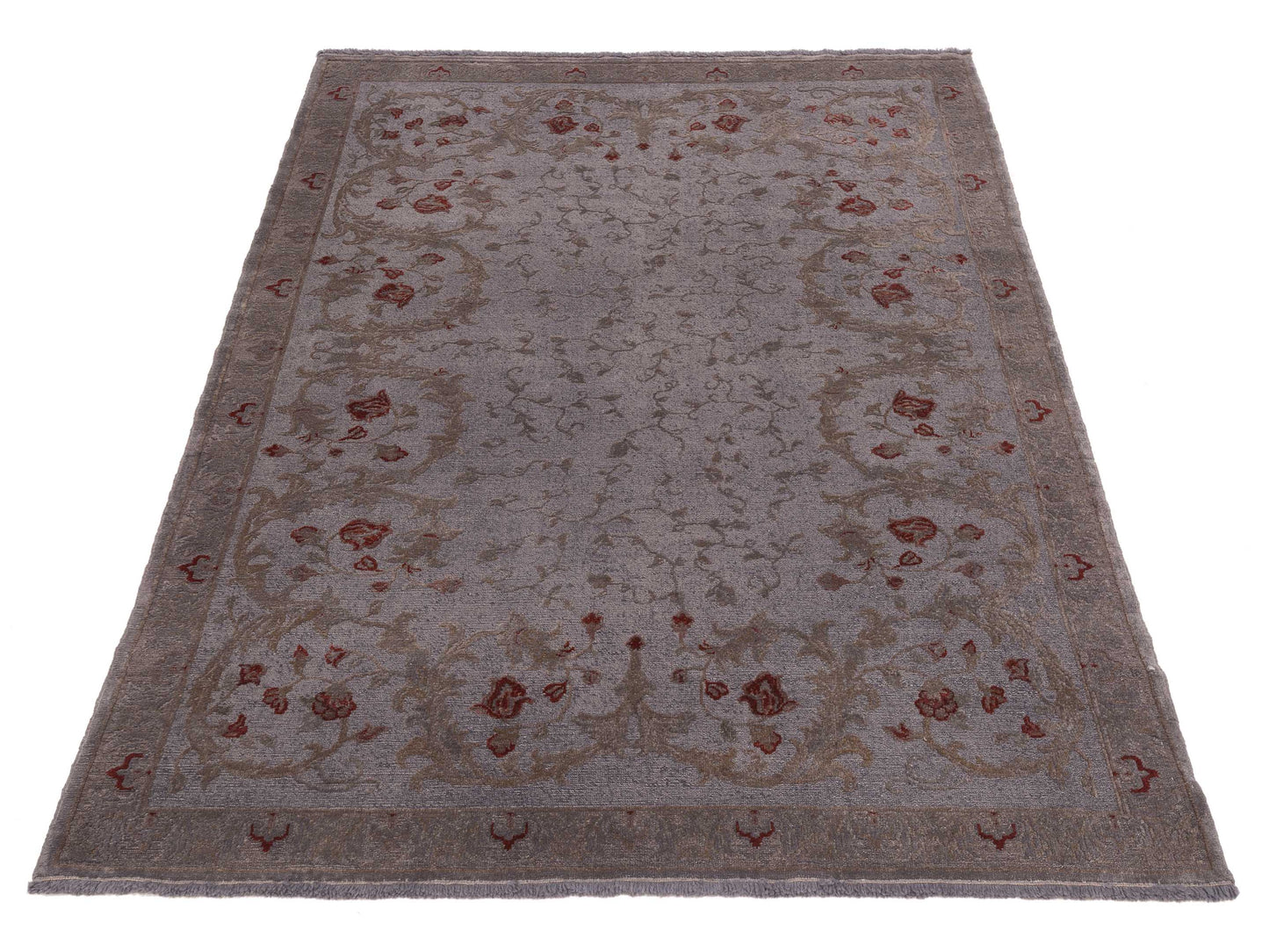 Vintage Gray Gray 5.8x7.10 Hand Knotted Rug