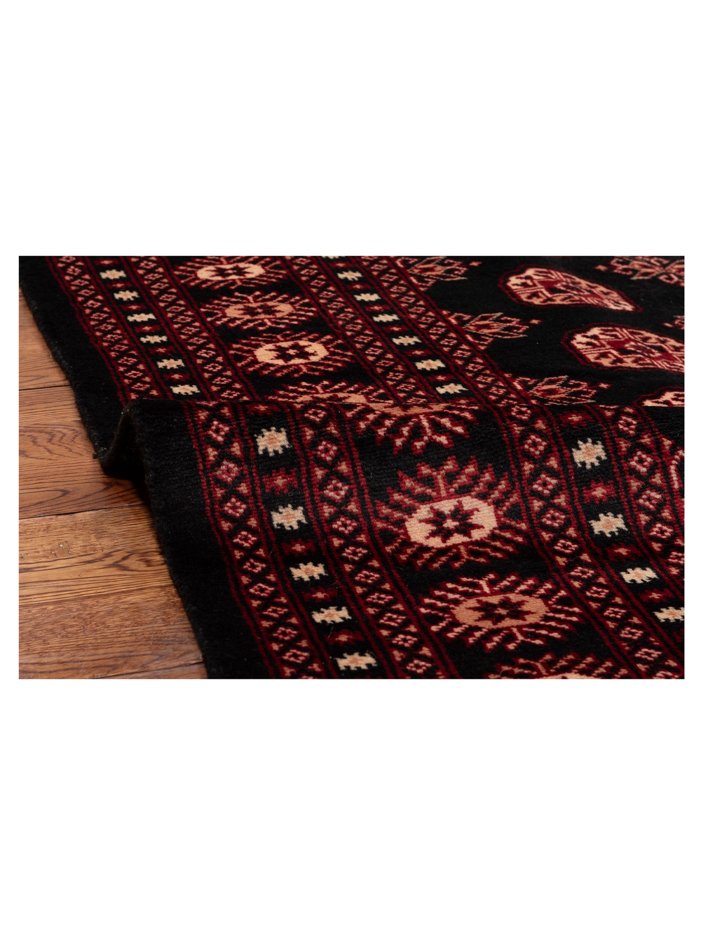 Bokhara Black Red 8x10.4 Hand Knotted Rug