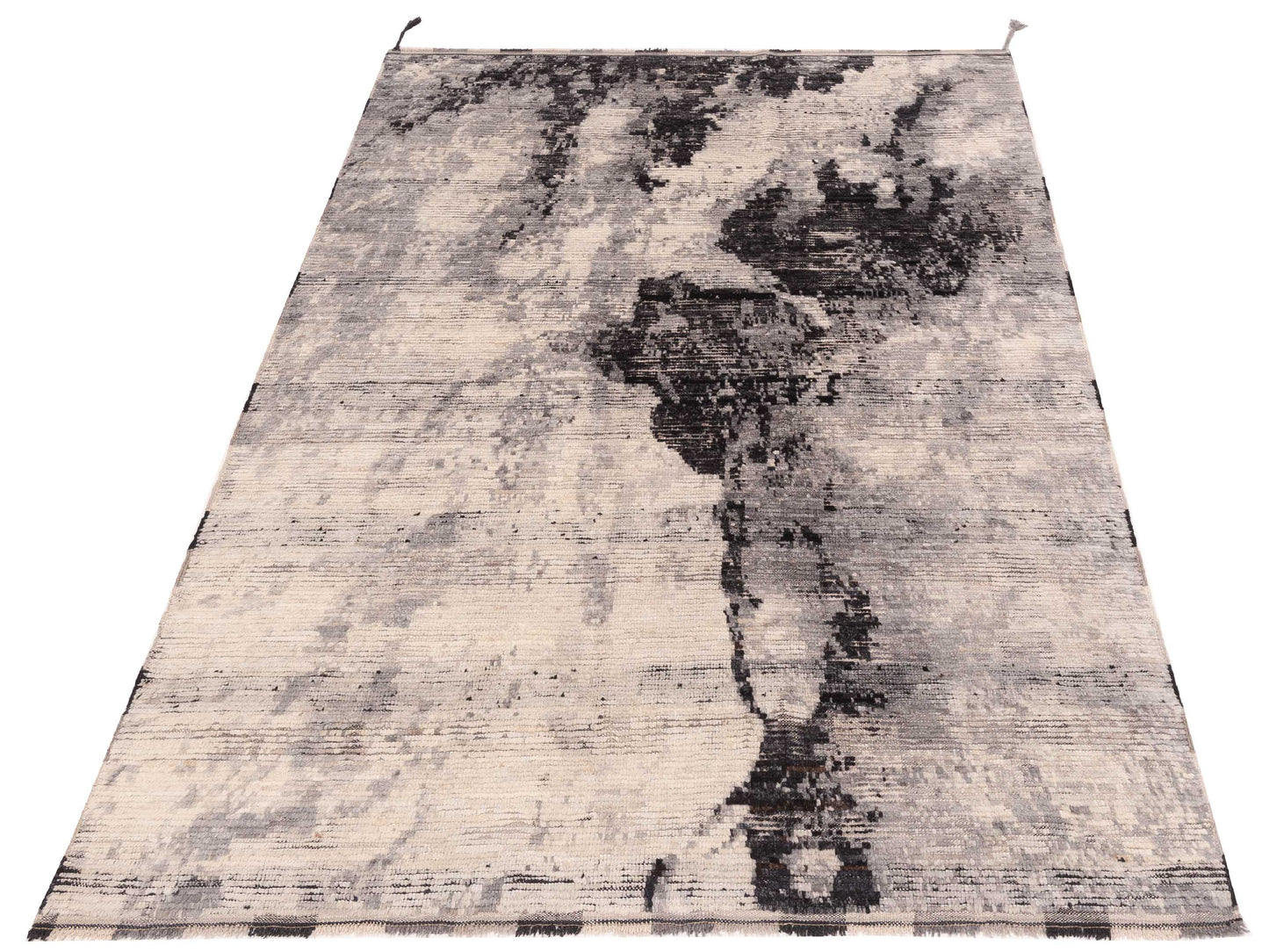 Baskra Ivory Black 5.11x8.8 Hand Knotted Rug