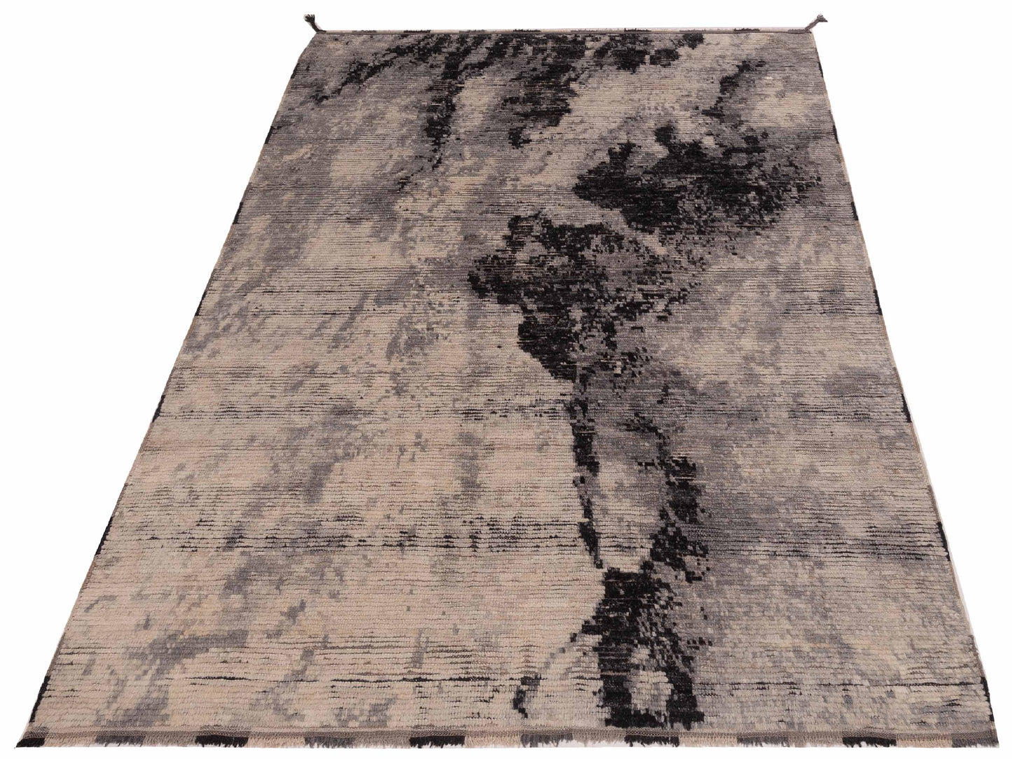 Baskra Ivory Black 5.11x8.8 Hand Knotted Rug